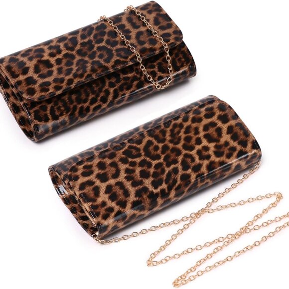 Patent Leather Evening Clutch Womens Envelope Handbag Shoulder Bag Purse - Picture 3 of 9